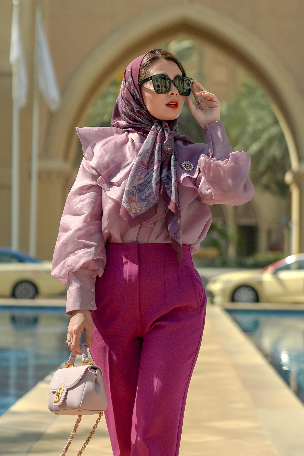 Dubai Voile Square - Magenta