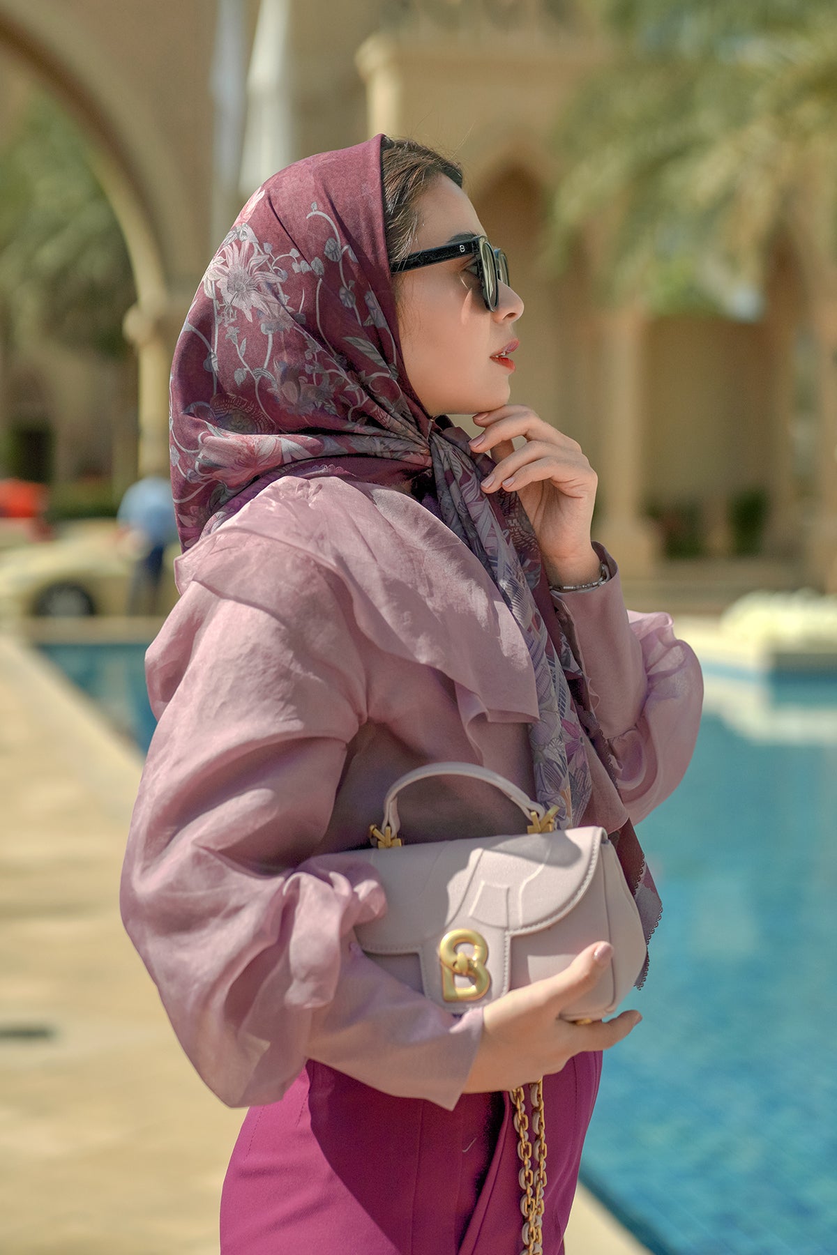 Dubai Voile Square - Magenta