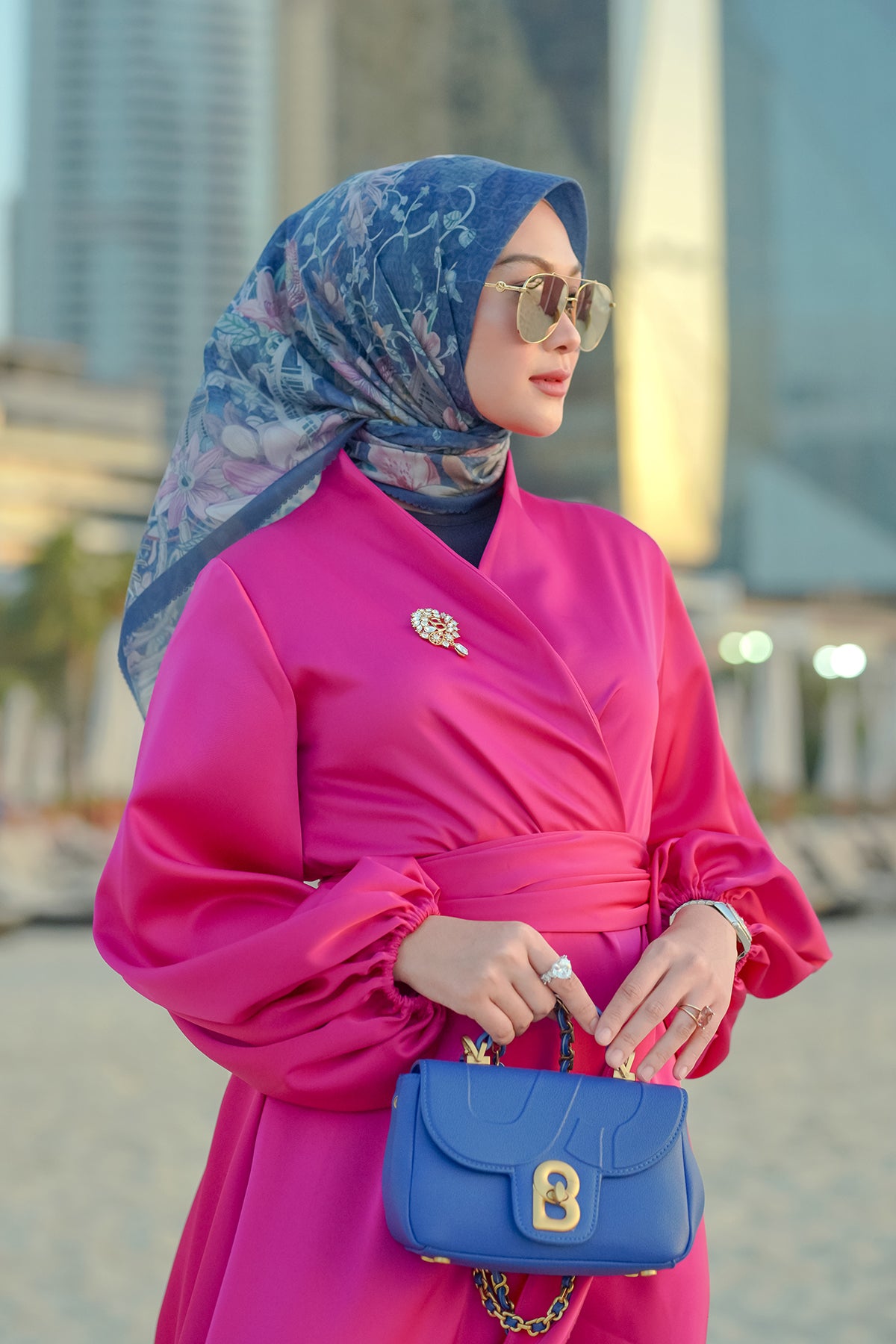 Dubai Voile Square - Navy