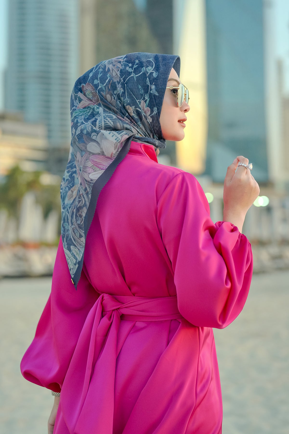 Dubai Voile Square - Navy