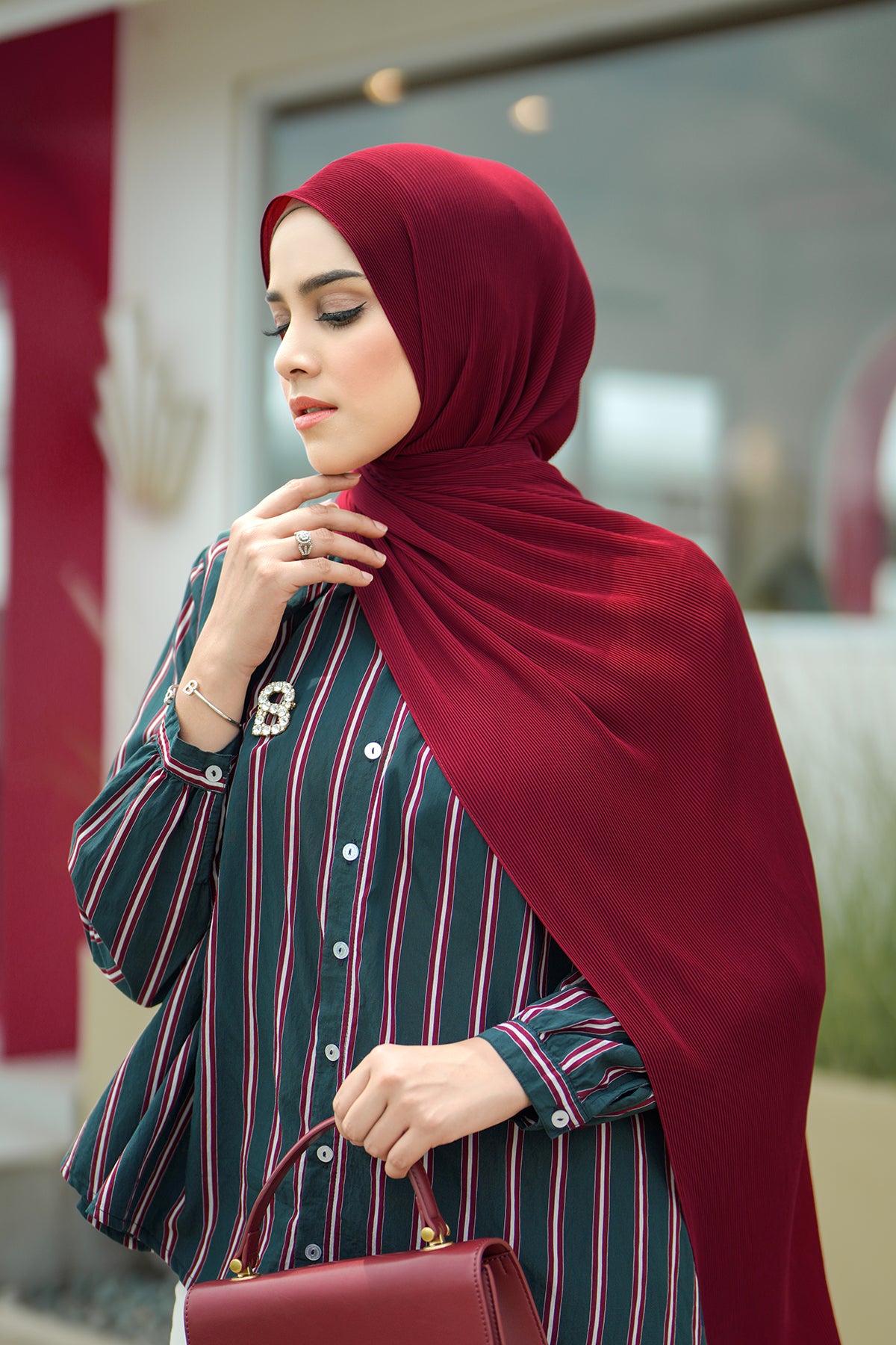 Günlük Pileli Şal - Apple