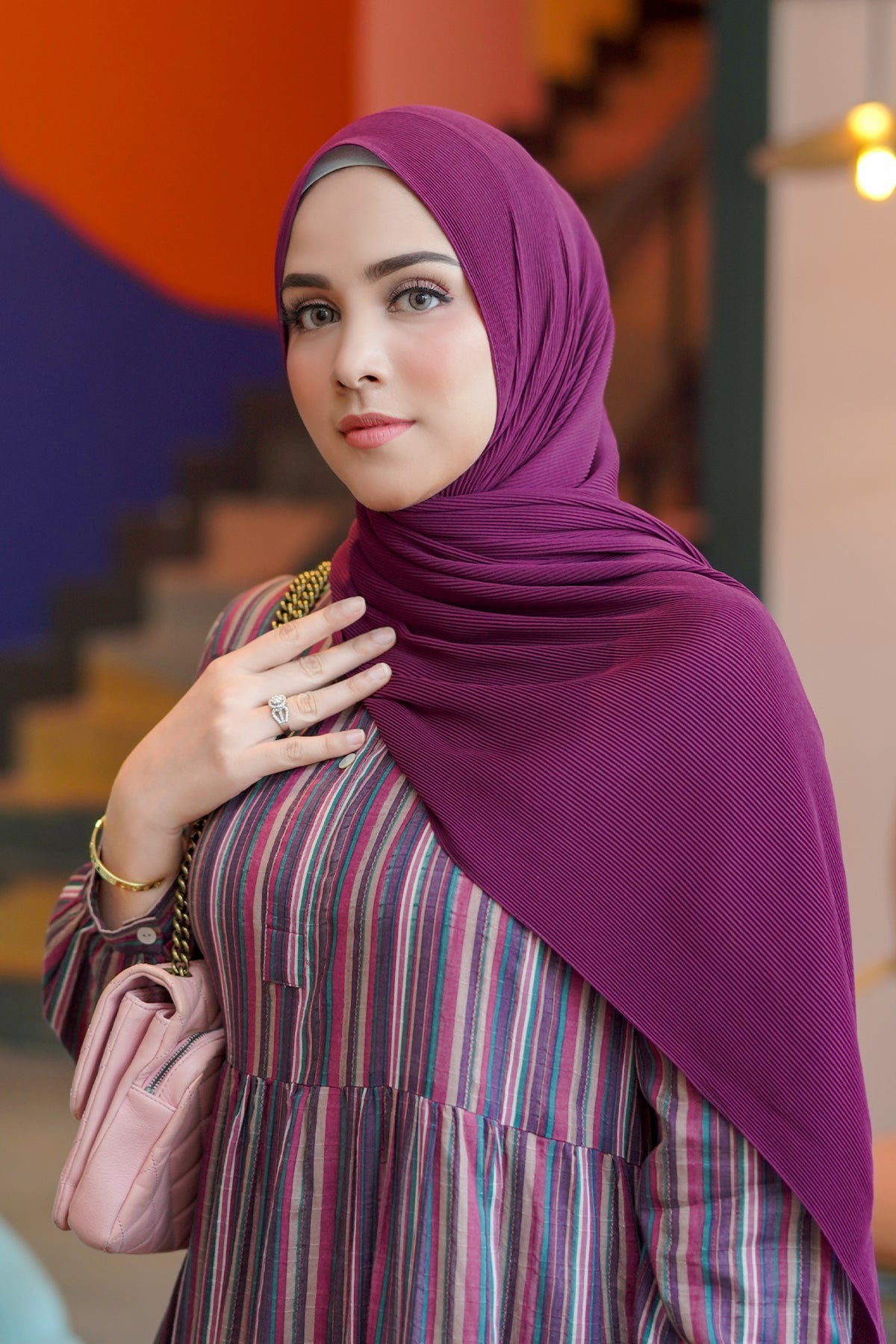 Headscarf Pleated Triangle Scarf Kiara Triangle Pleated Headscarf