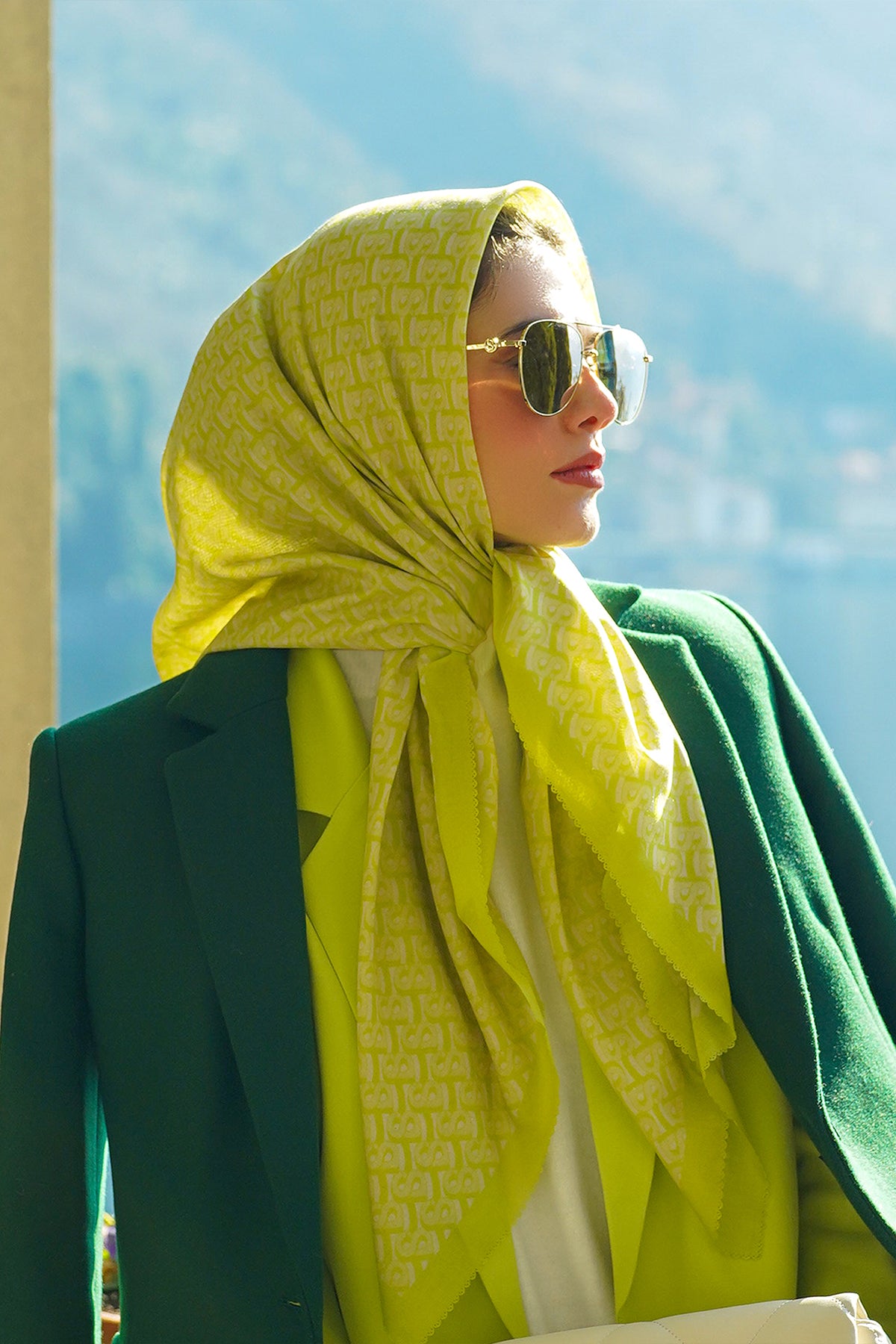 Bimu Voile Square - Lime Punch