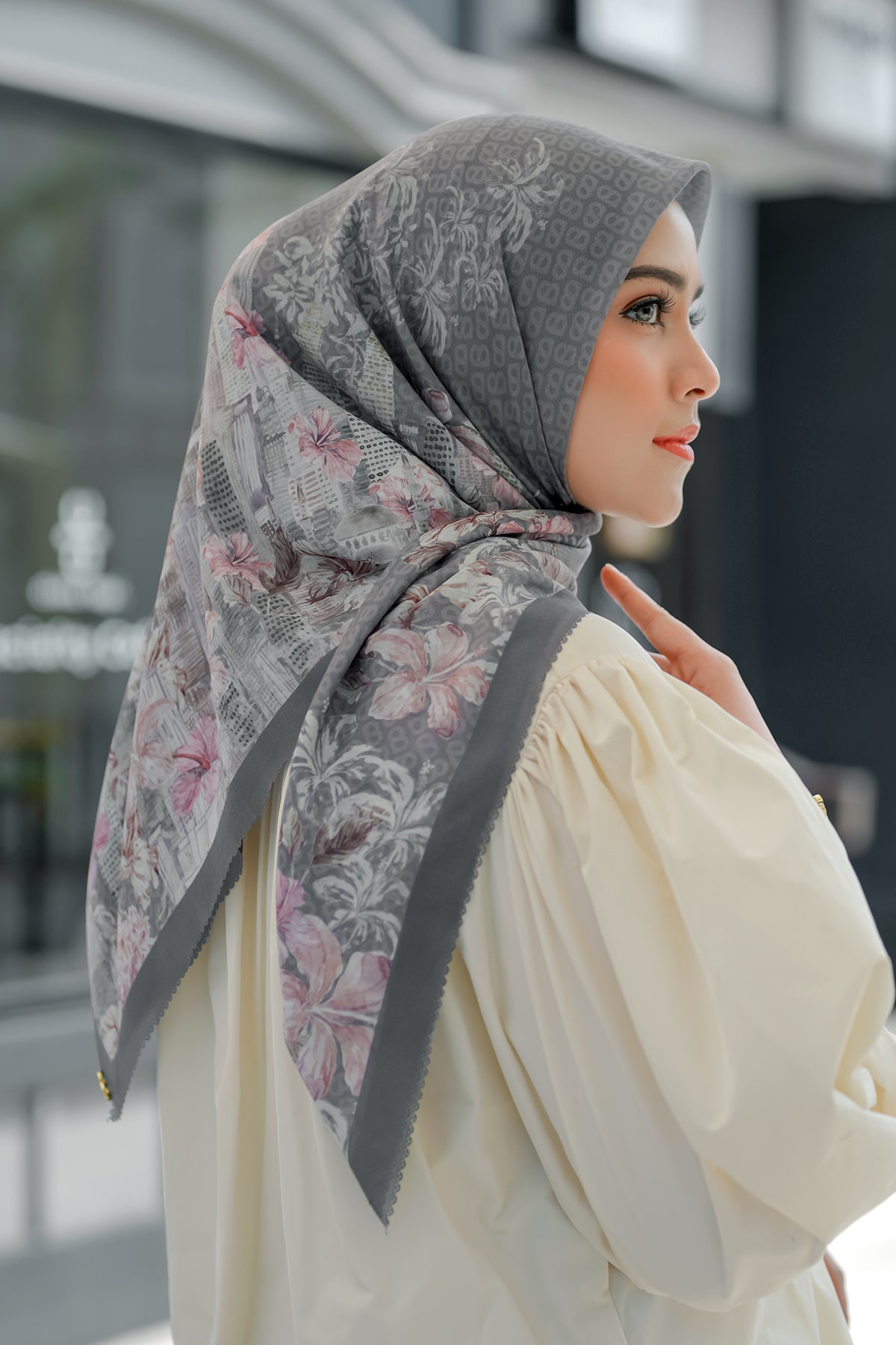 The Malaya Voal Square - Gray