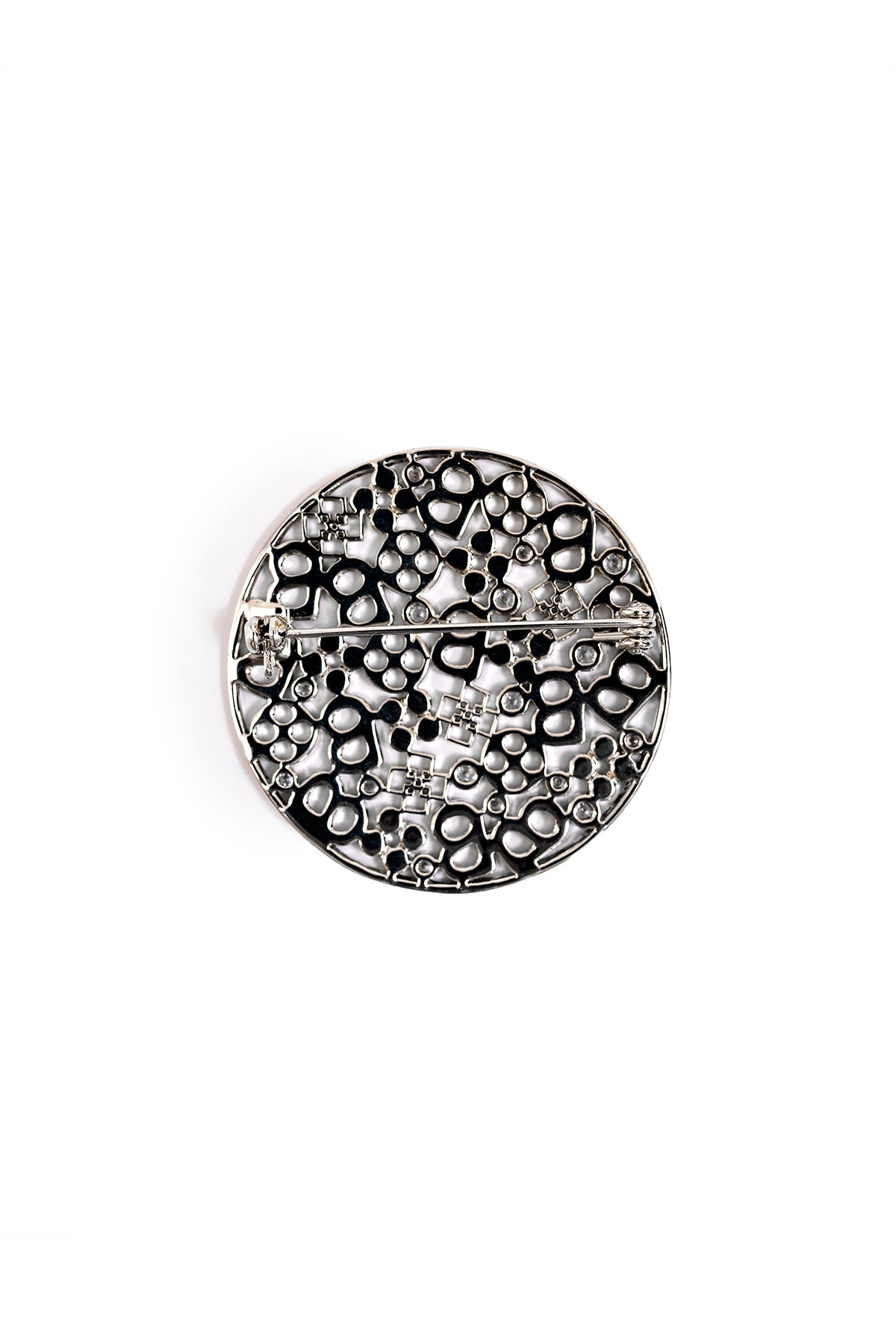 Monogram Carved Brooch - Silver
