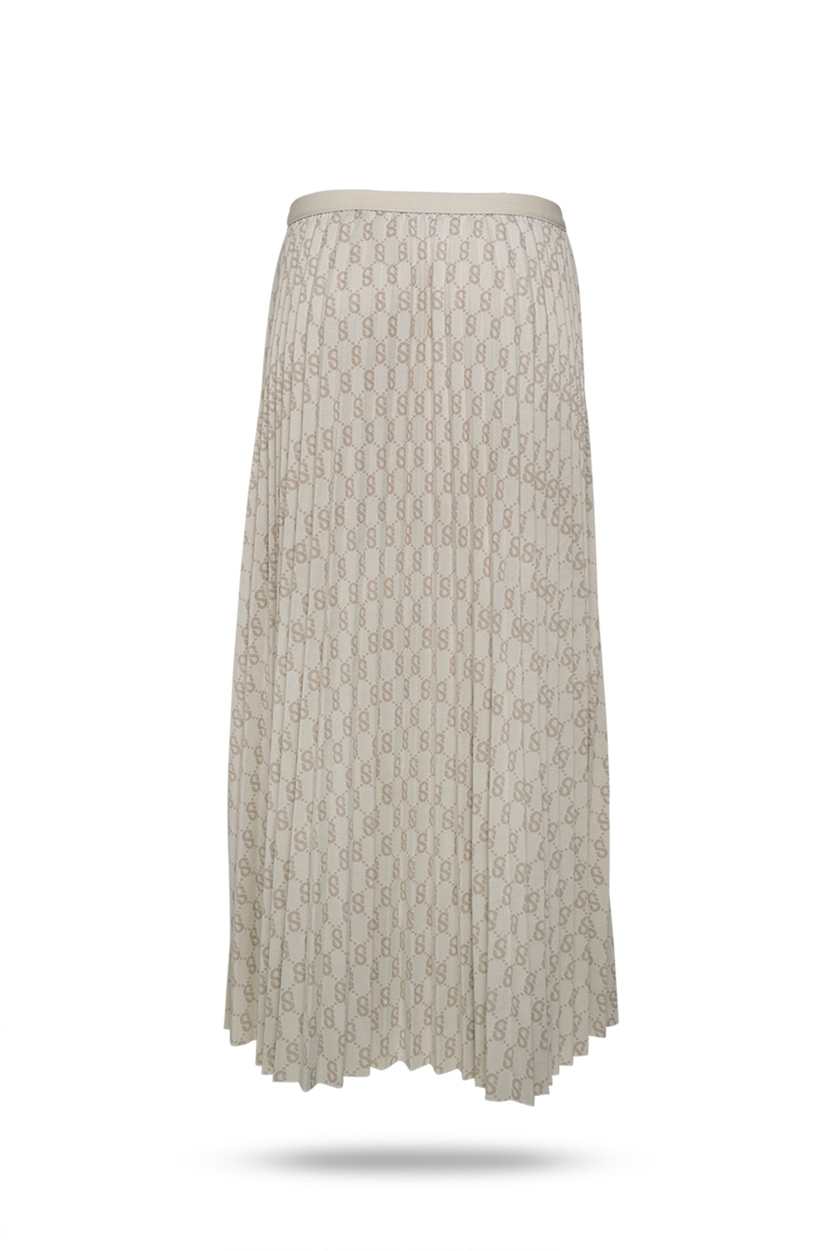 Monogram Pleated Skirt - Pale Moon