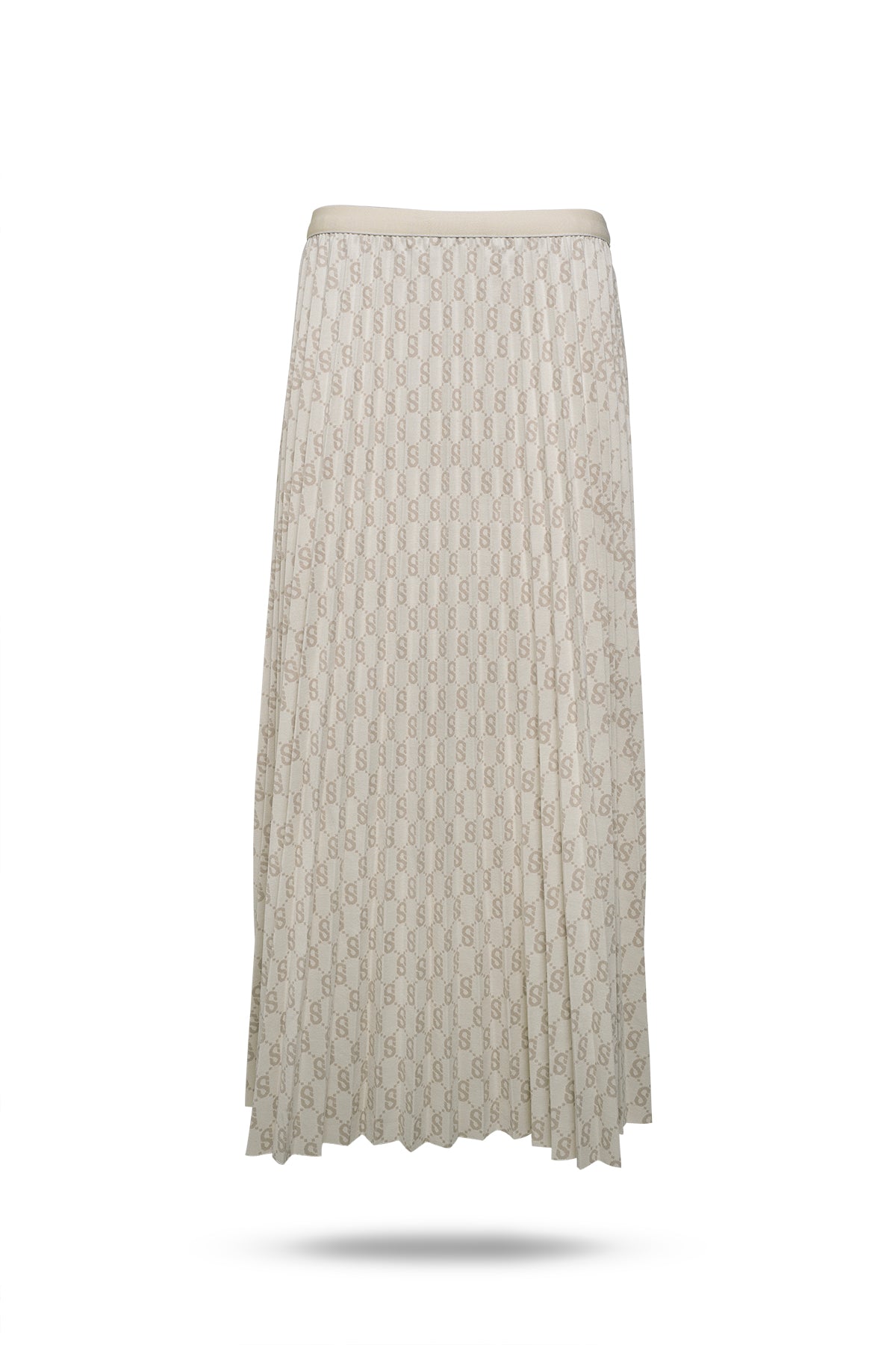 Monogram Pleated Skirt - Pale Moon