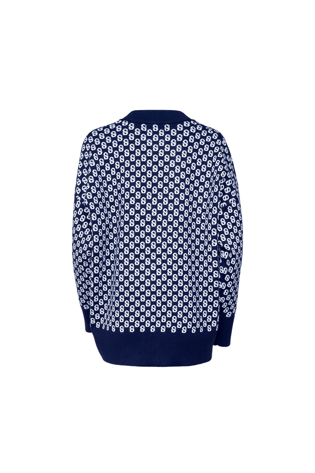 İmza Monogram Kardigan - Mavi Derinlik