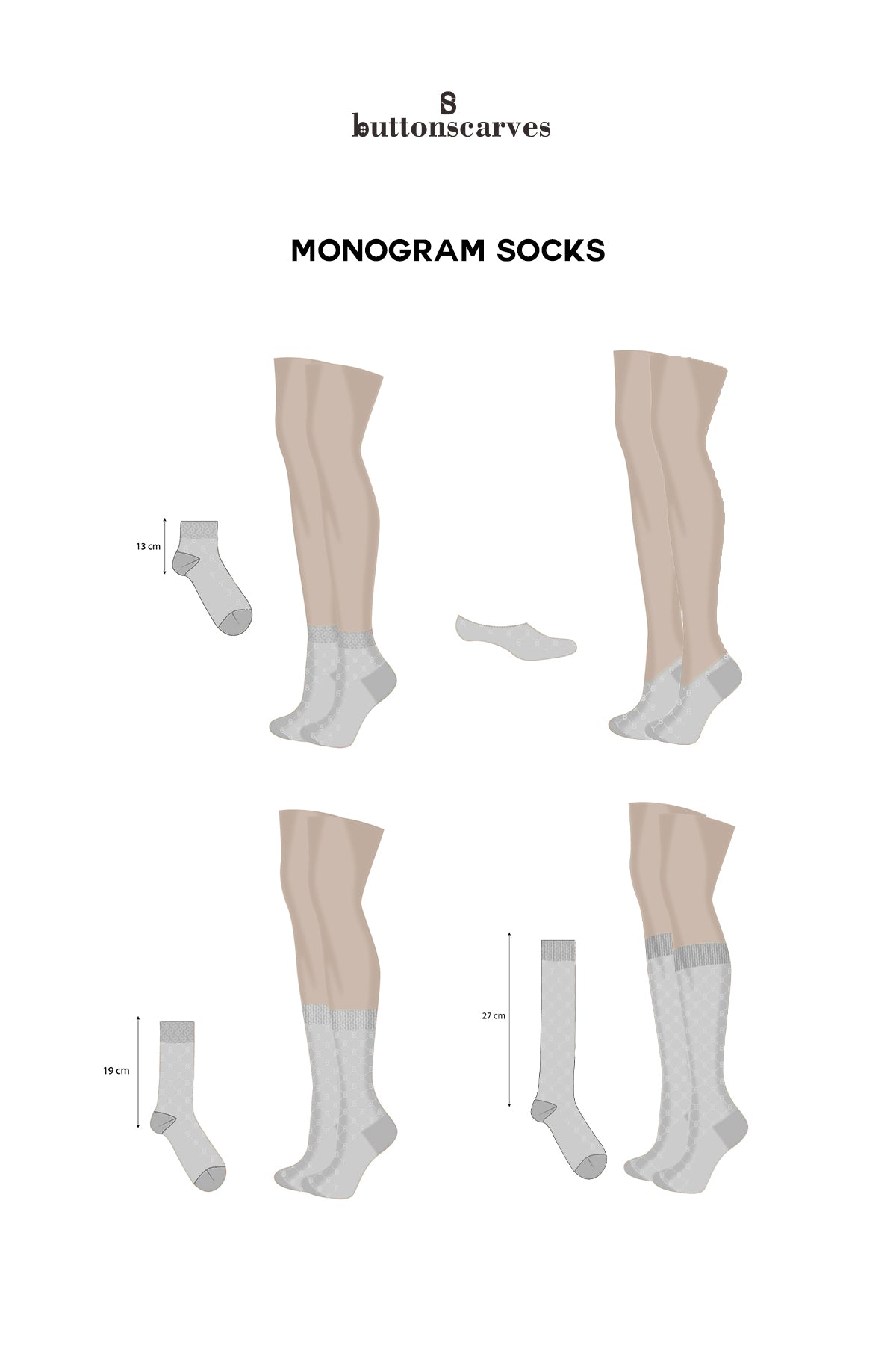 Monogram Socks Grey