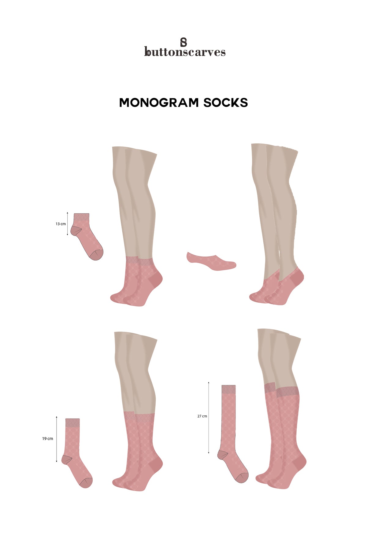 Monogram Çorap Pembe