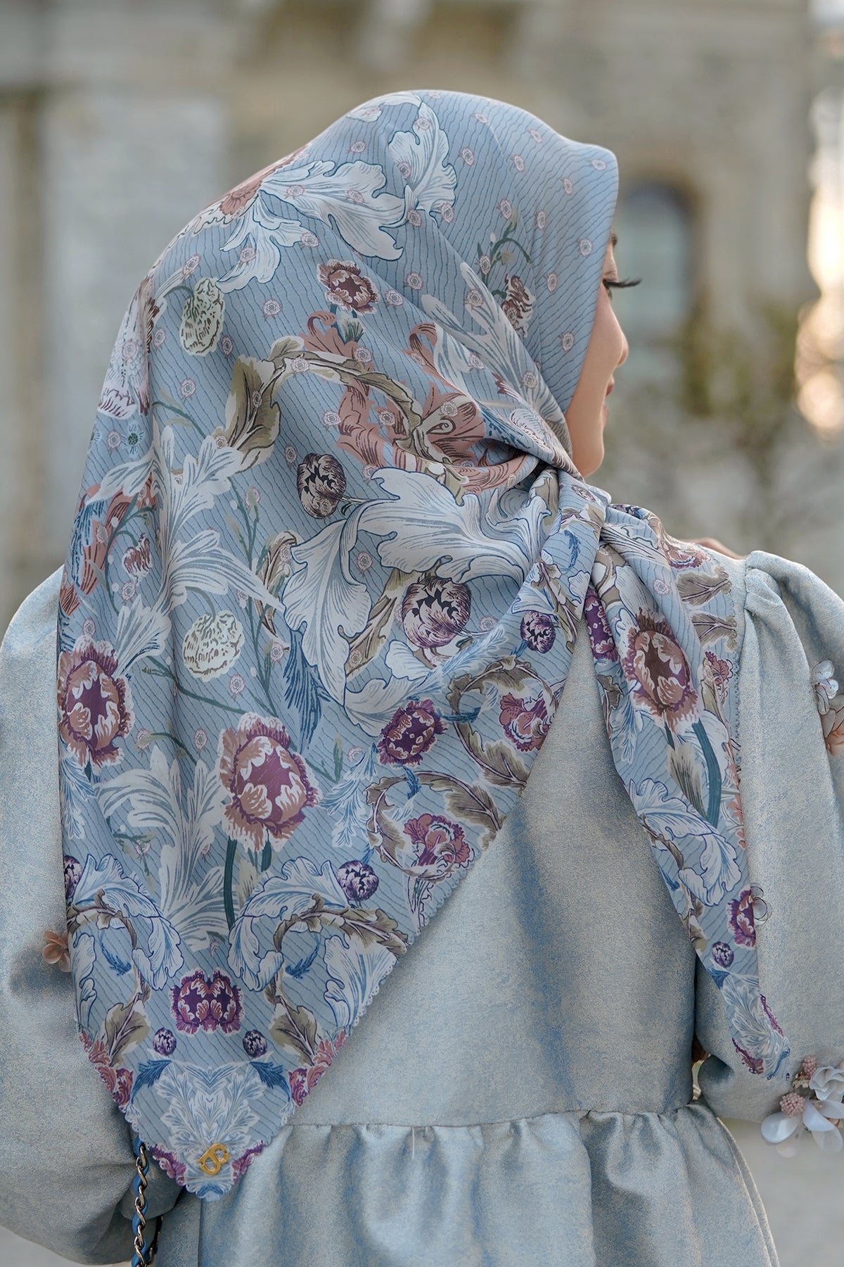 Royale Saten Kare - Mavi Kot