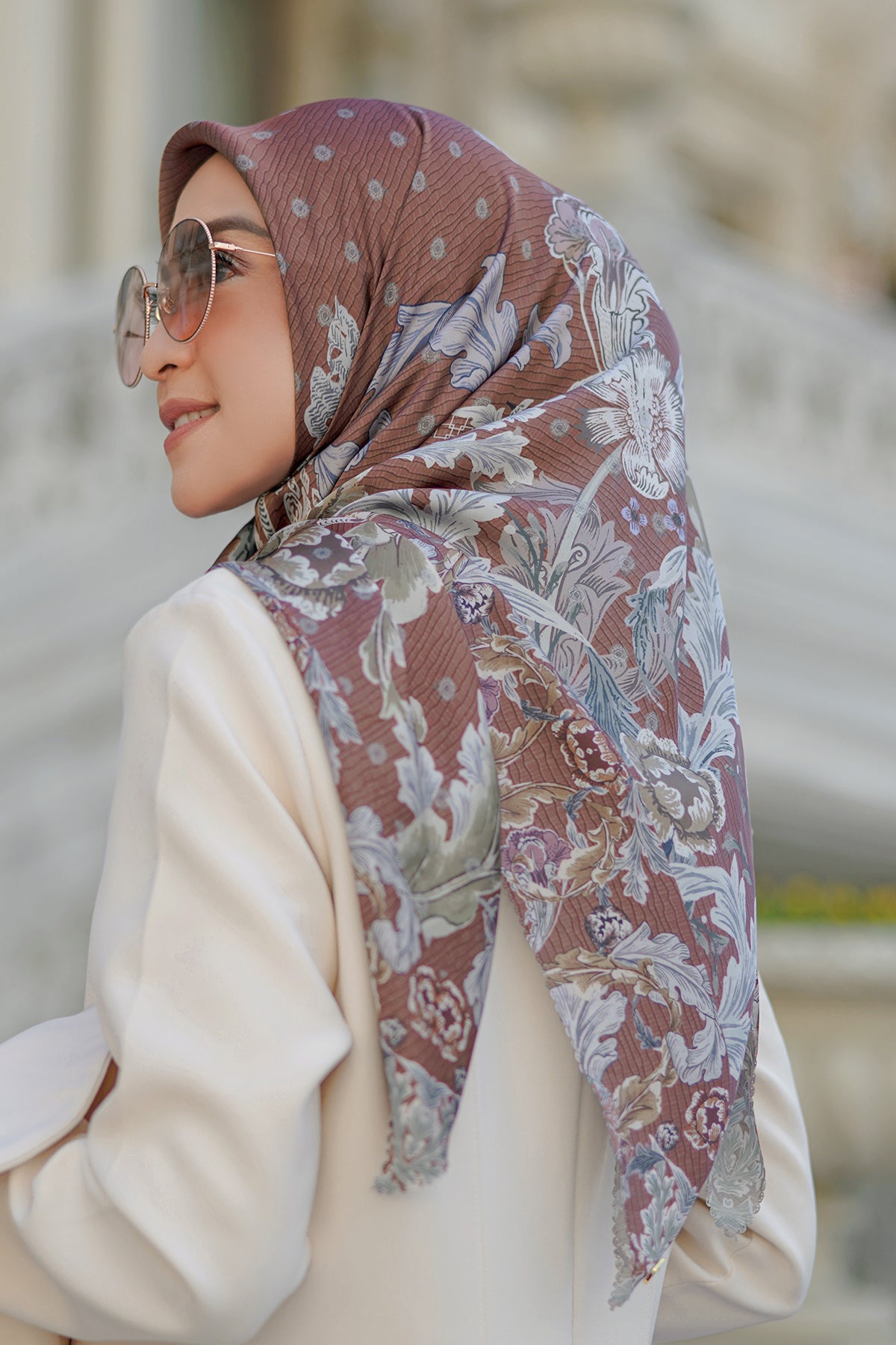 Royale Saten Kare - Kahverengi