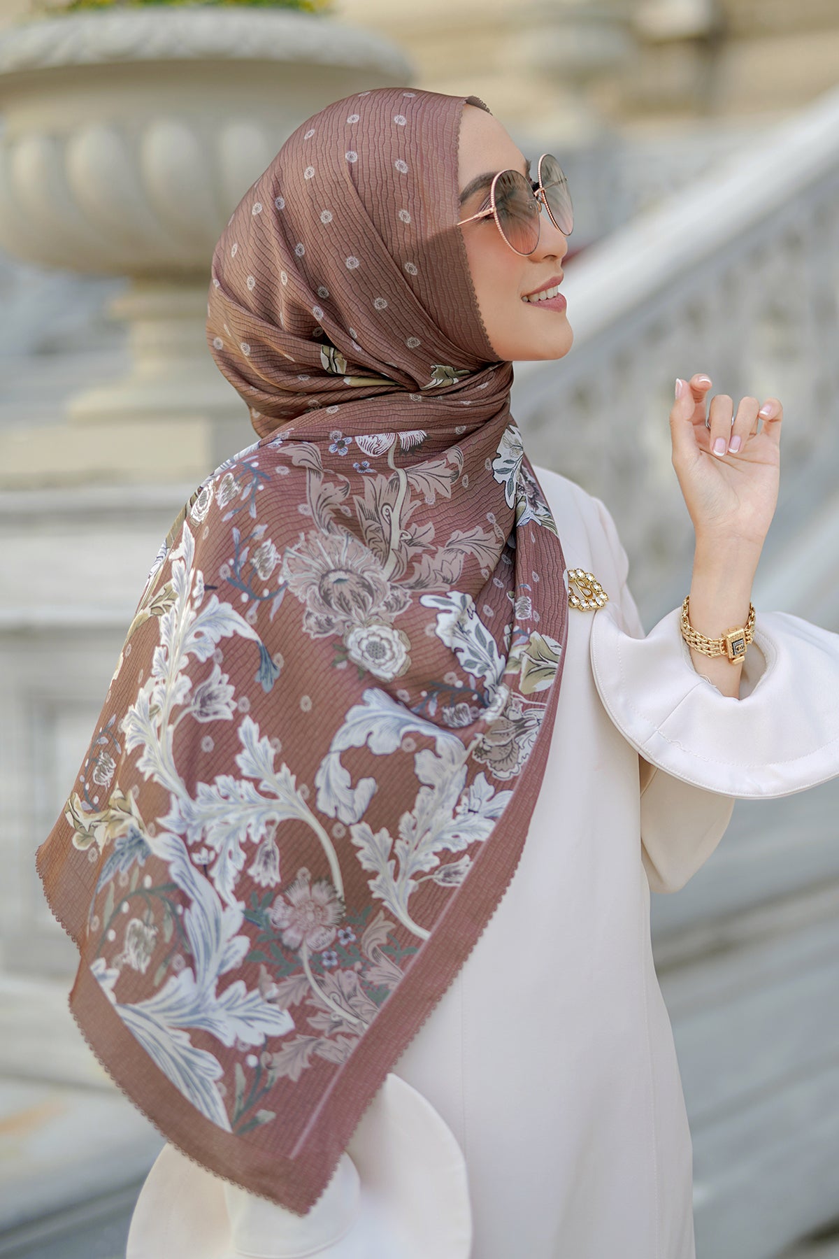 The Royale Satin Shawl - Brown