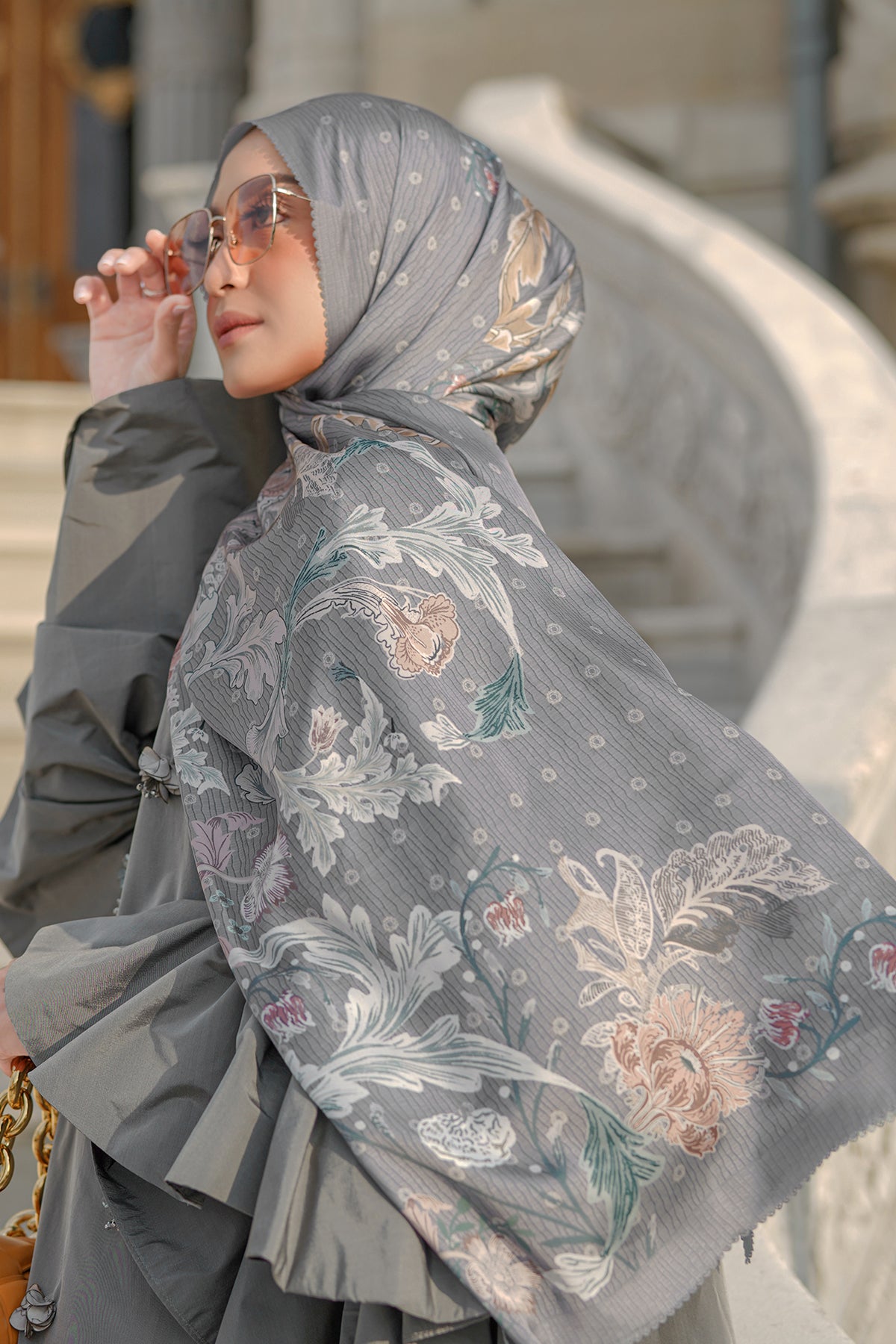 The Royale Satin Shawl - Grey