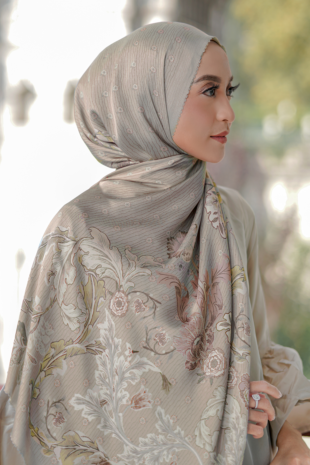 The Royale Satin Shawl - Khaki