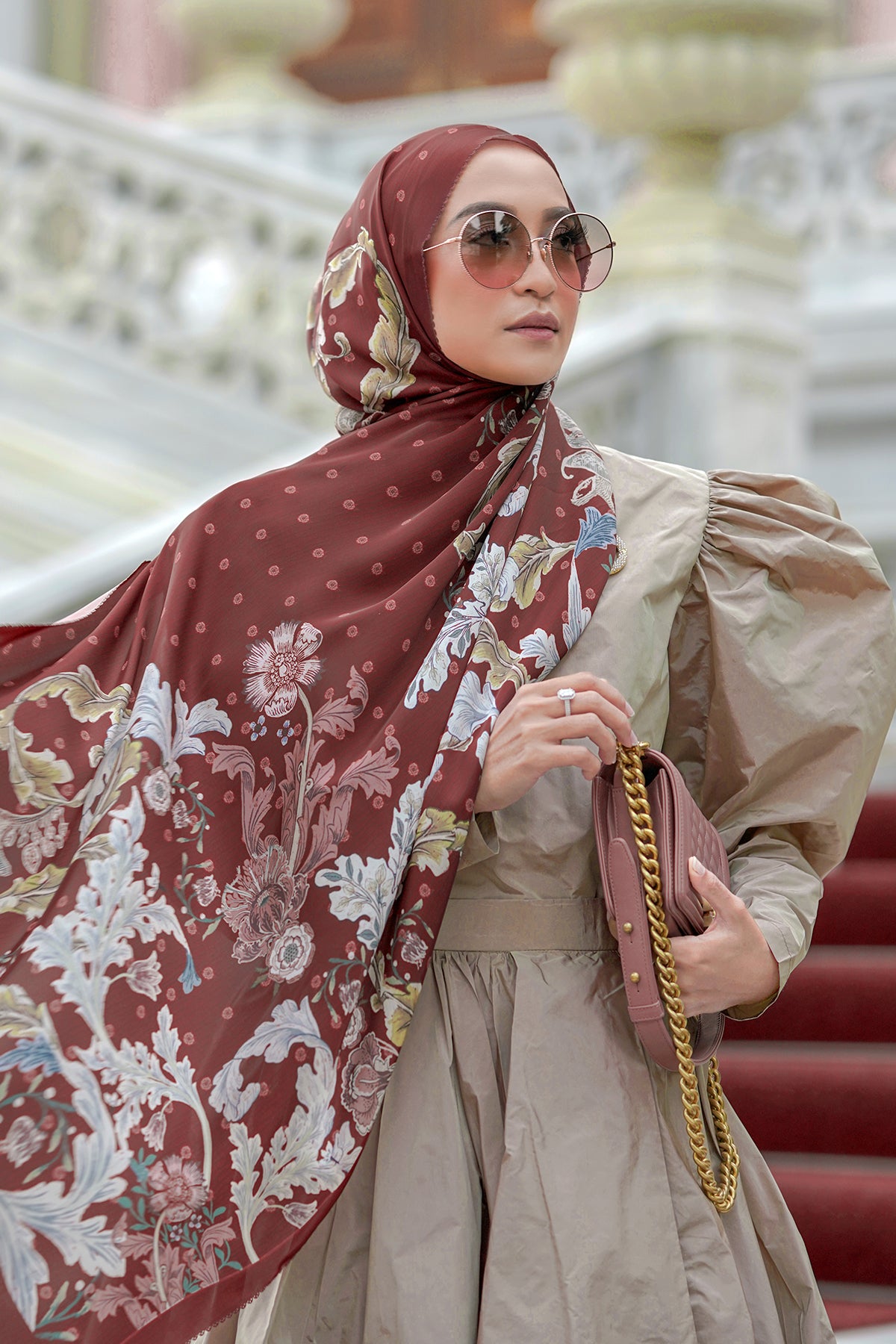 The Royale Satin Shawl - Maroon