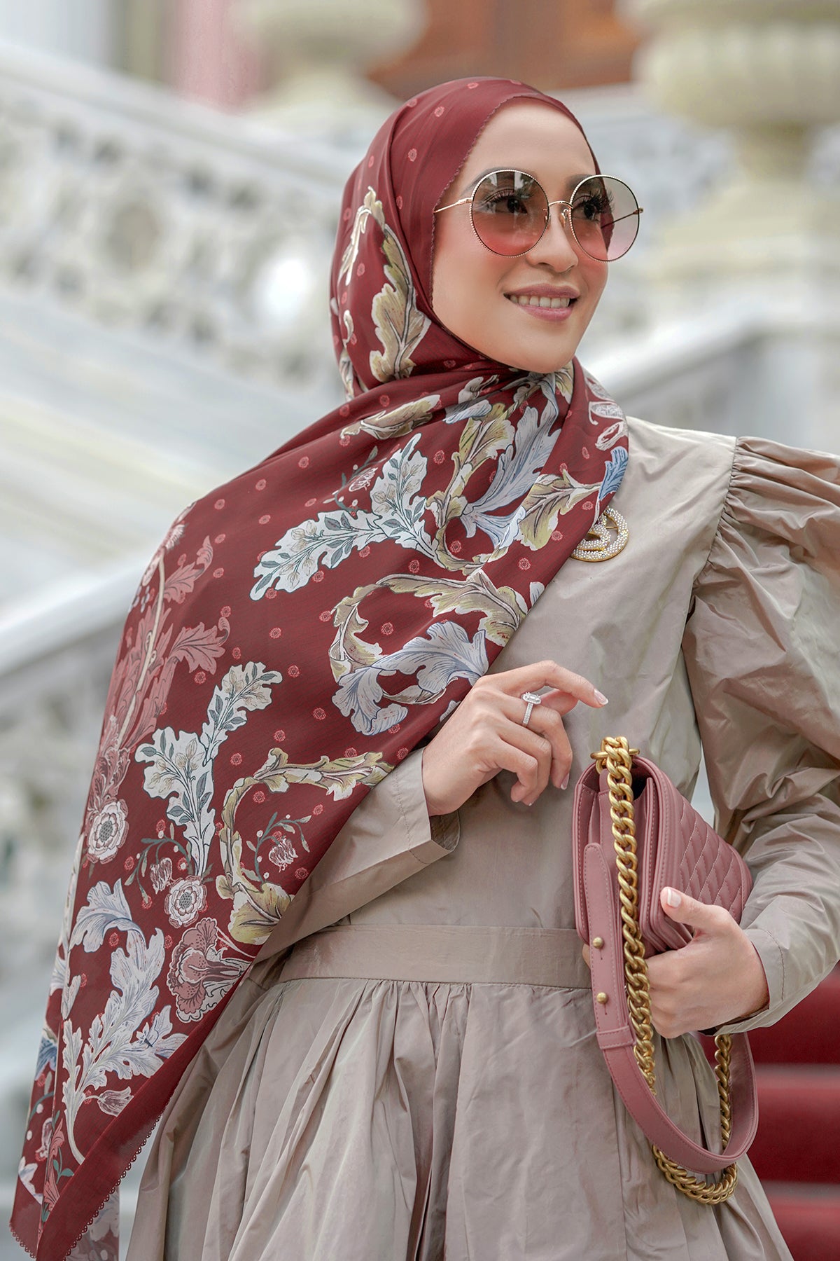 The Royale Satin Shawl - Maroon