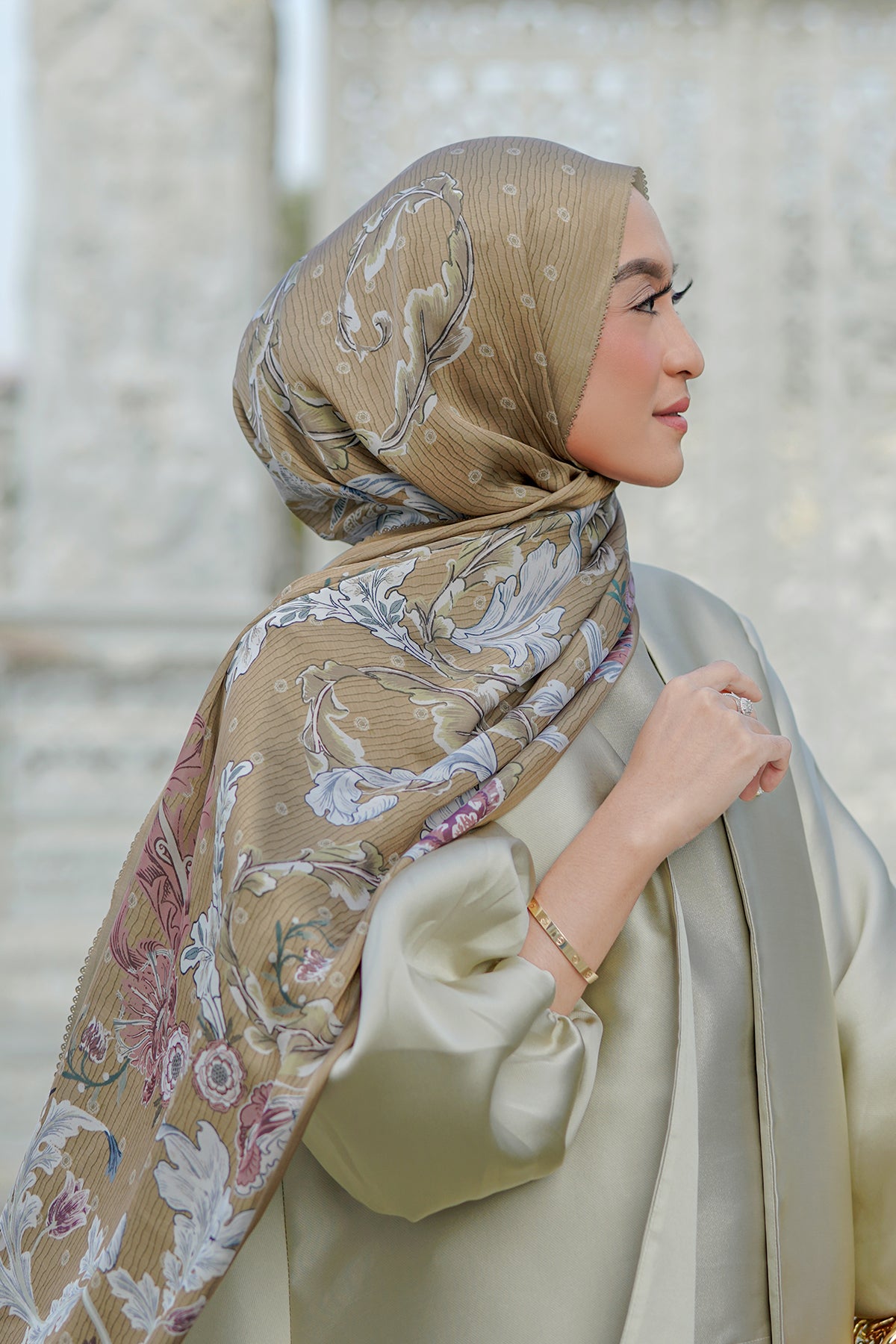 The Royale Satin Shawl - Mustard