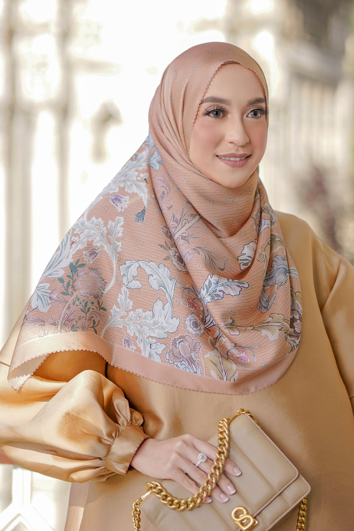 The Royale Satin Shawl - Papaya