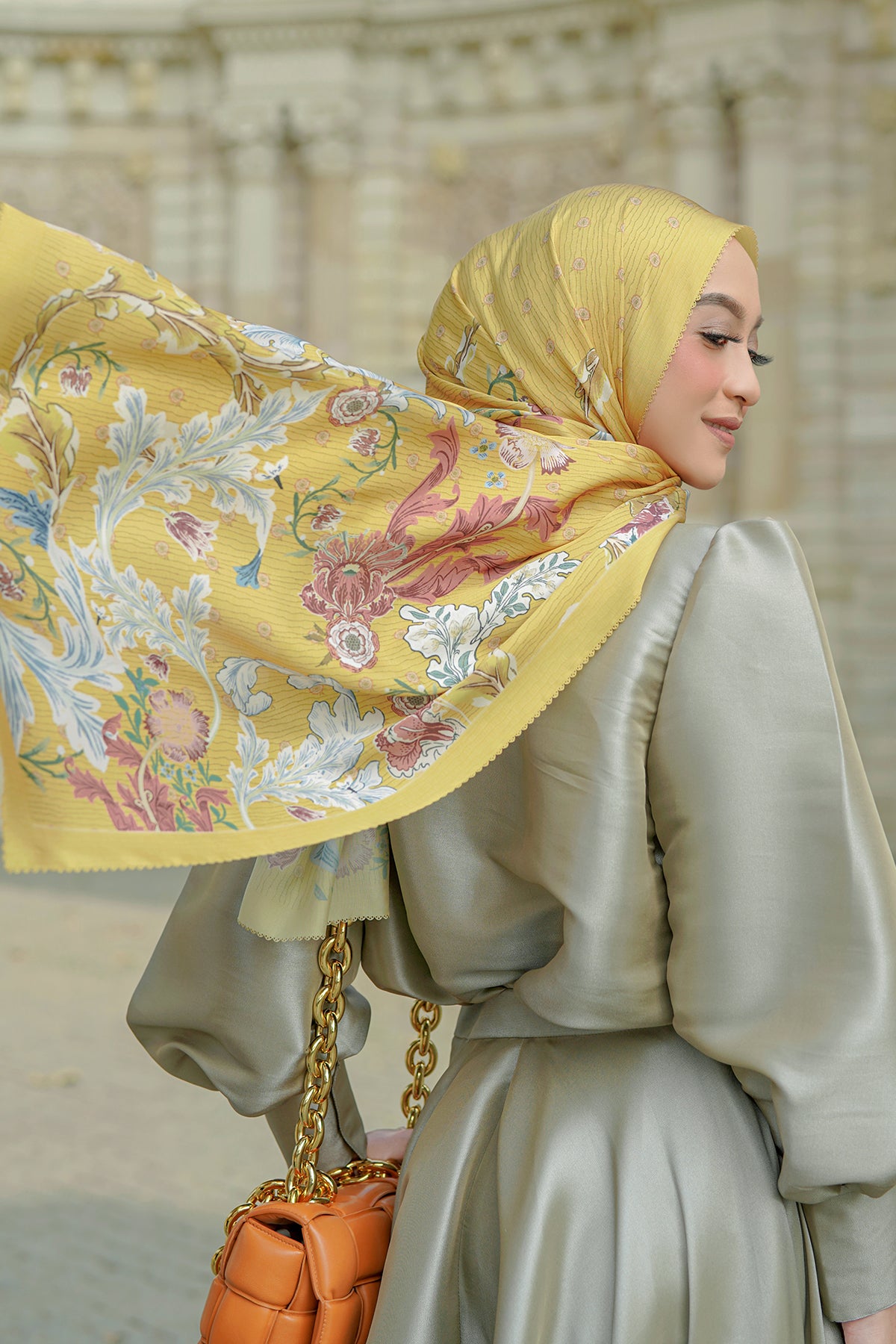 The Royale Satin Shawl - Yellow