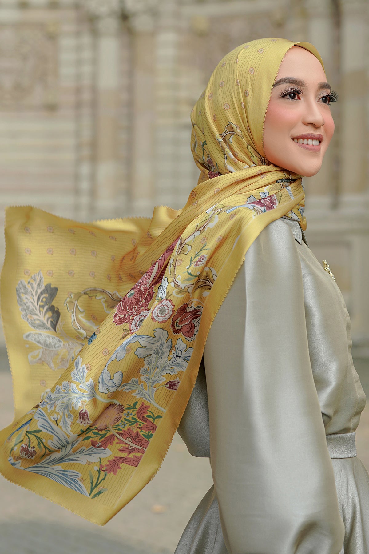 The Royale Satin Shawl - Yellow
