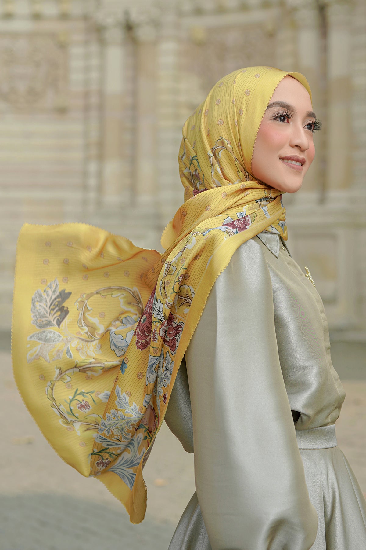 The Royale Satin Shawl - Yellow