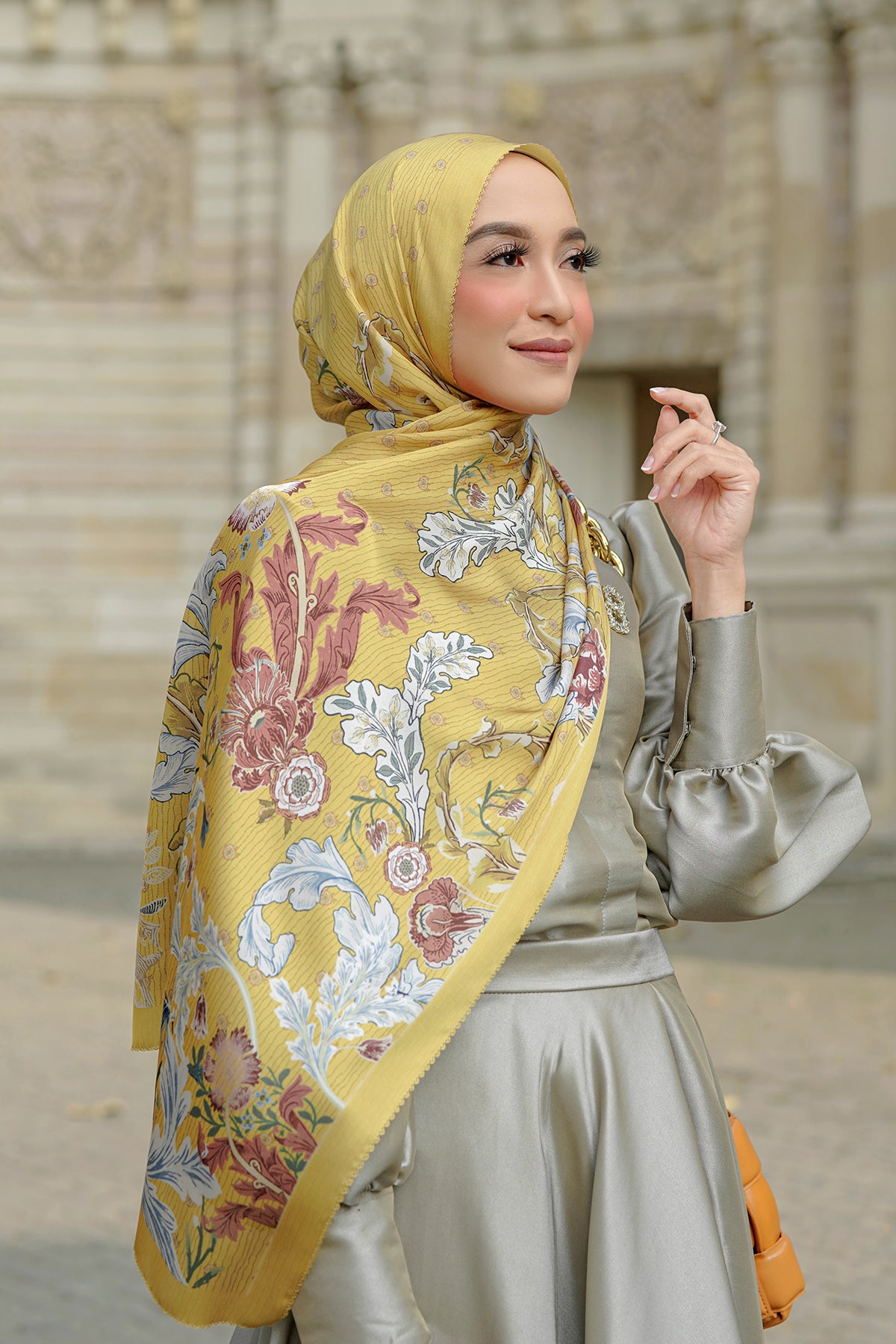 The Royale Satin Shawl - Yellow