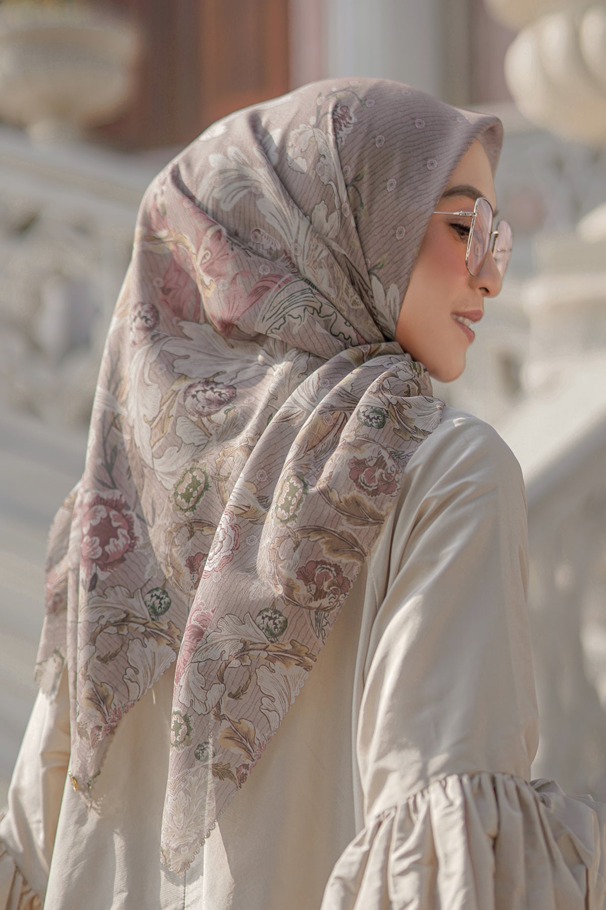 The Royale Voal Square - Khaki