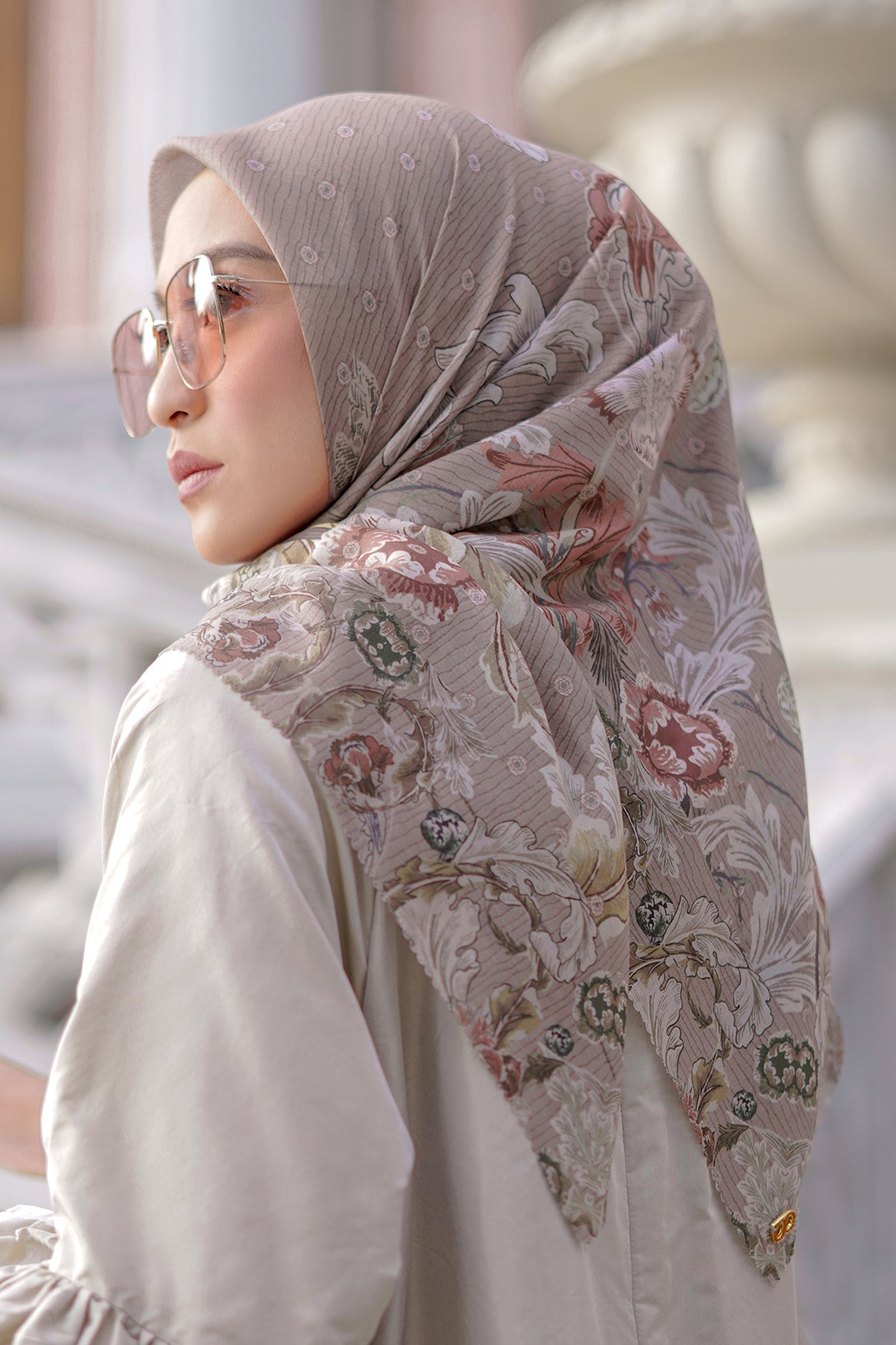 The Royale Voal Square - Khaki