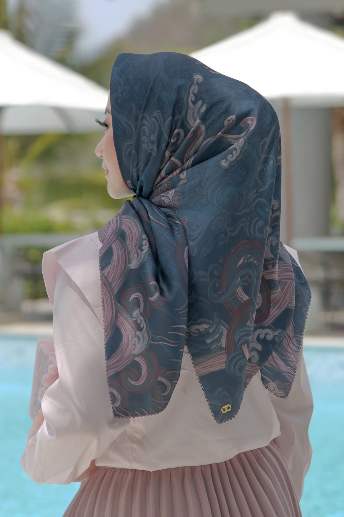 The Wave Satin Square in Midnight