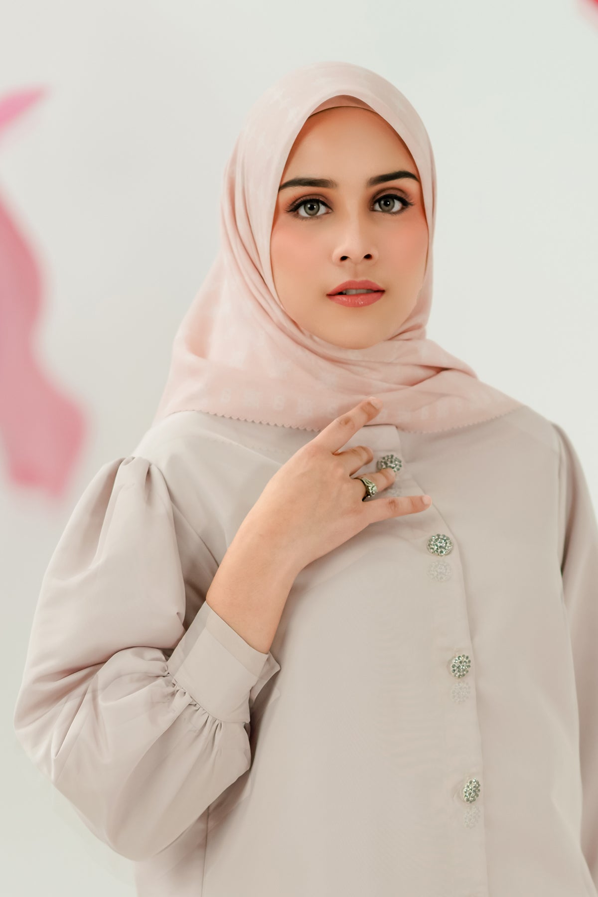 Xanadu Monogram Voal Square - Blush