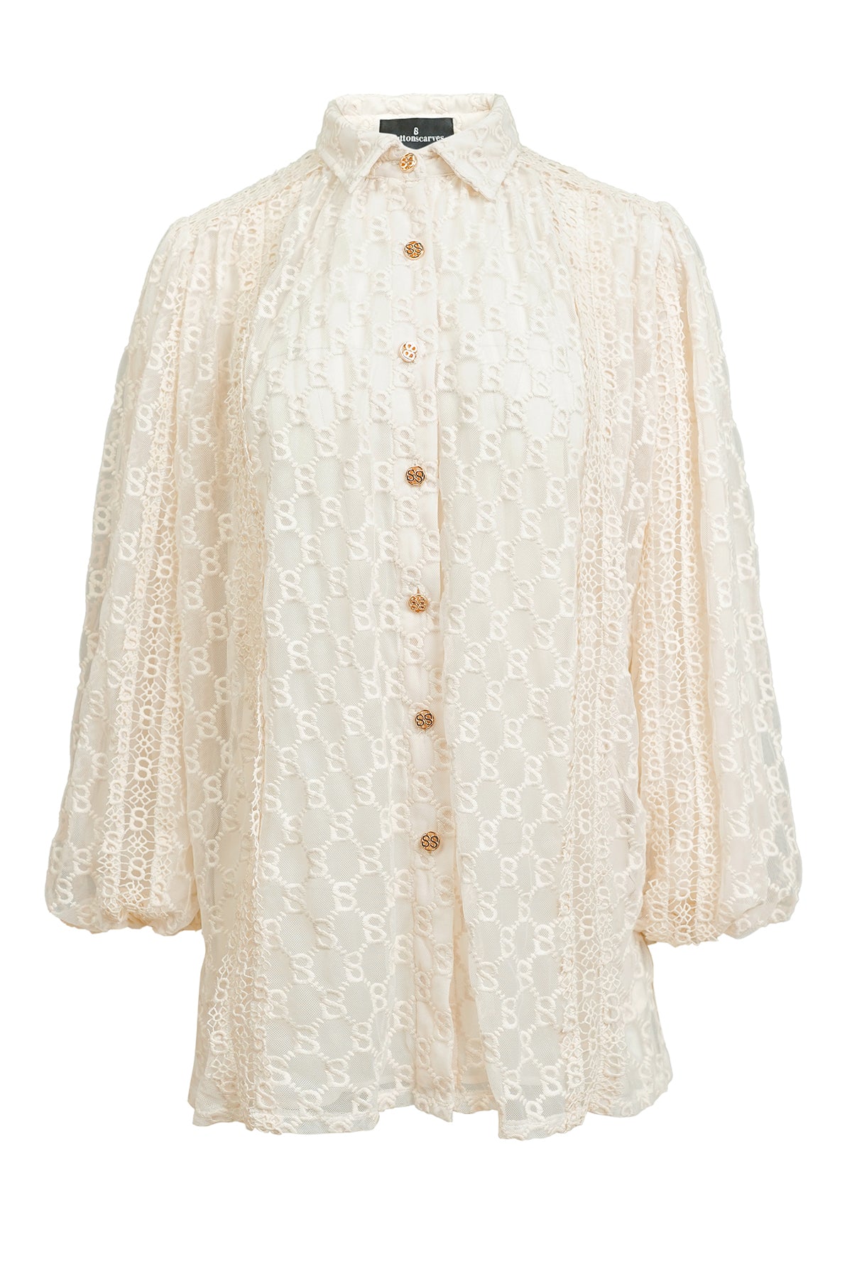 Monogram Lace Shirt  - Cream