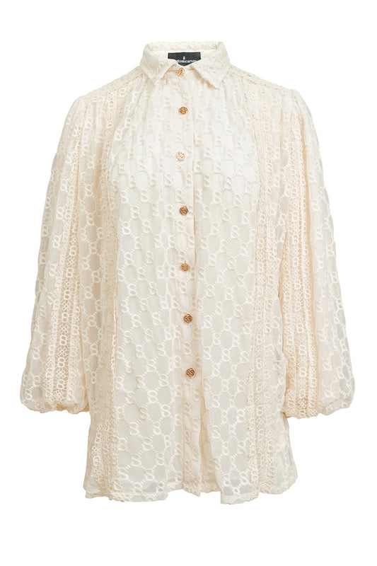 Monogram Lace Shirt  - Cream