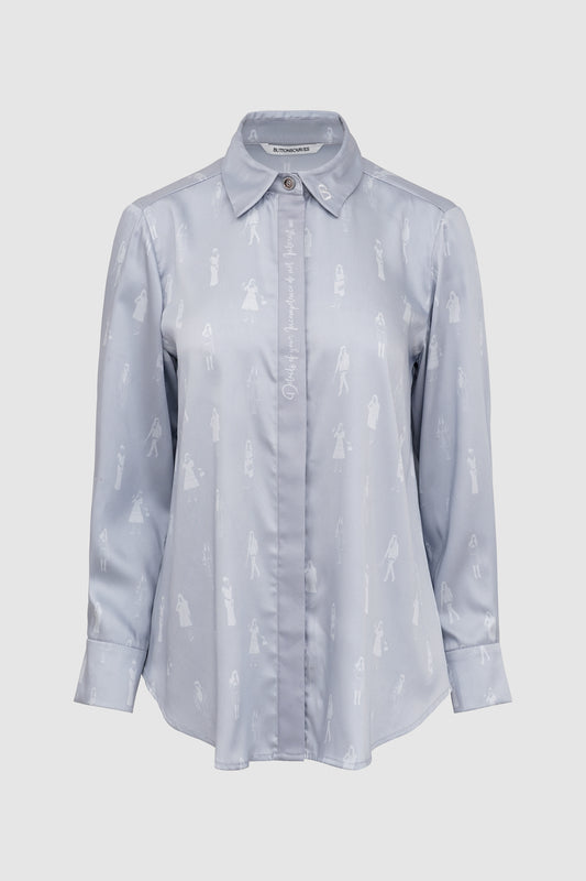 The Editor Satin Shirt - Grey