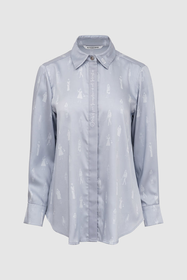 The Editor Satin Shirt - Grey