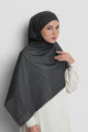 axis tie back shawl in asphalt by buttonscarves front view