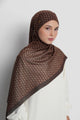 axis tie back shawl in hot fudge by buttonscarves front view