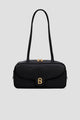 bria shoulder bag in black by buttonscarves front view