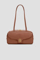 bria shoulder bag in caramel by buttonscarves front view