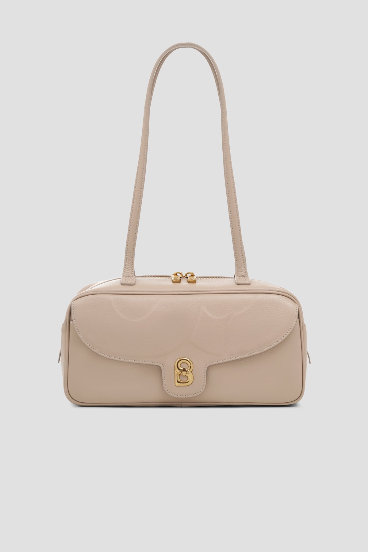 bria shoulder bag in clay by buttonscarves front view