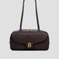 bria shoulder bag in dark brown by buttonscarves front view