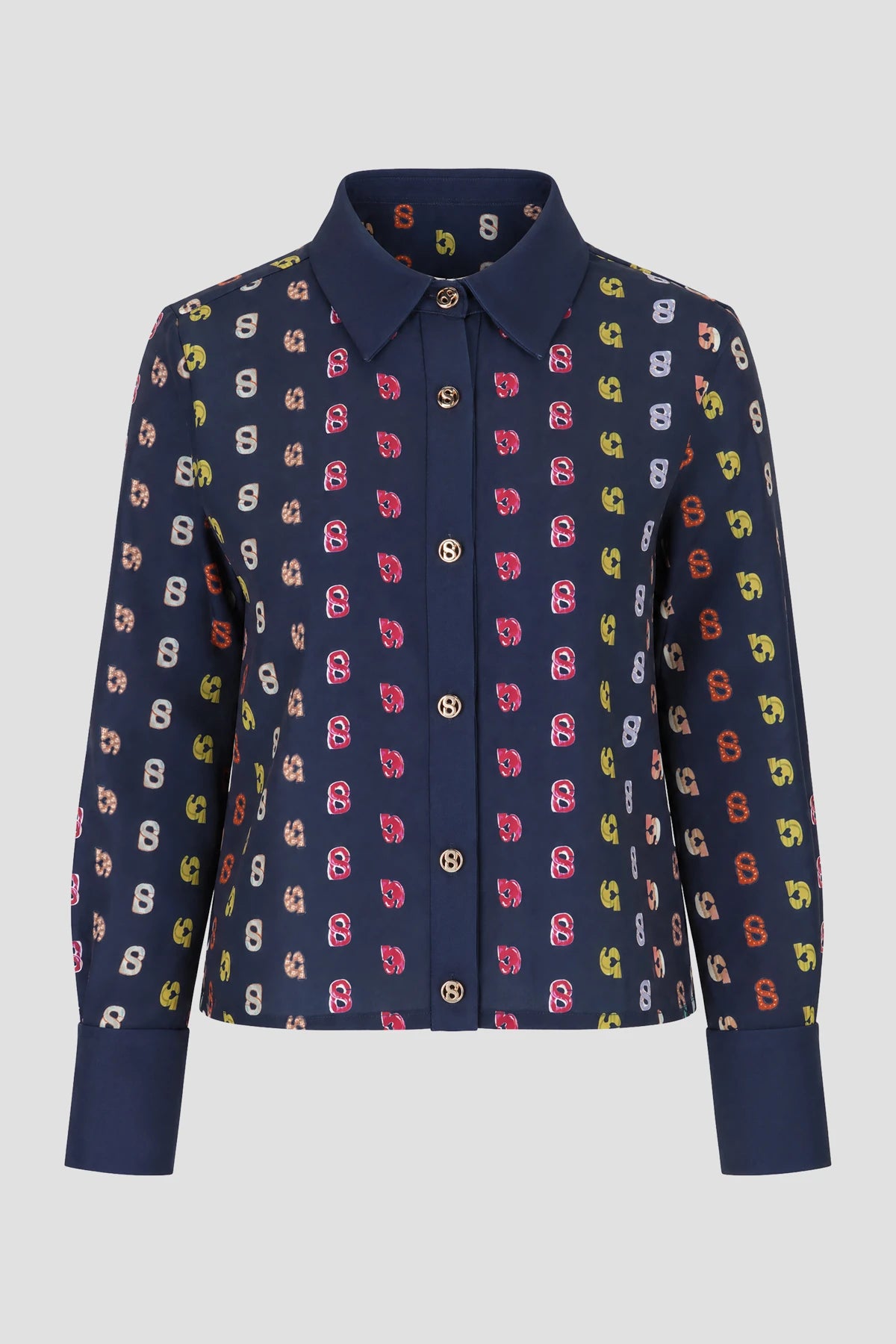 nagita crop shirt in navy by buttonscarves 