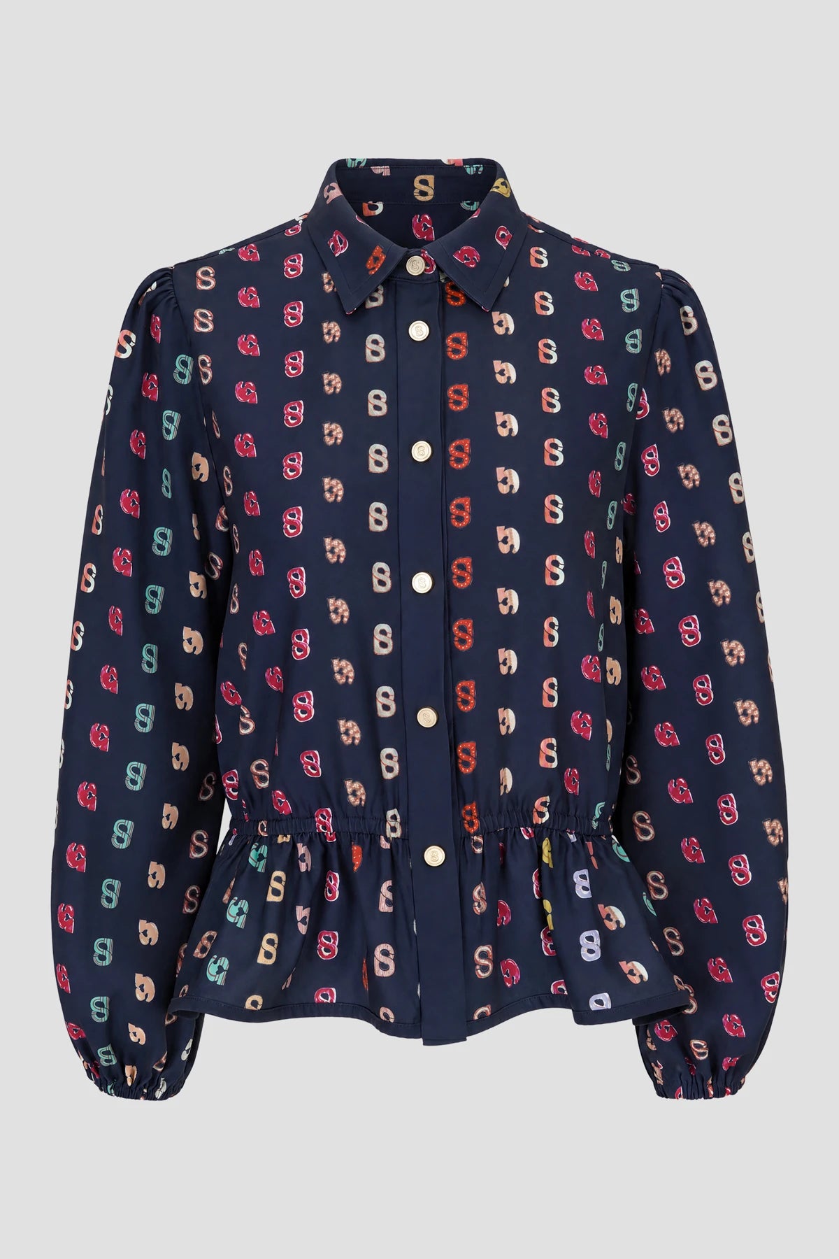 Nagita Peplum Shirt - Navy