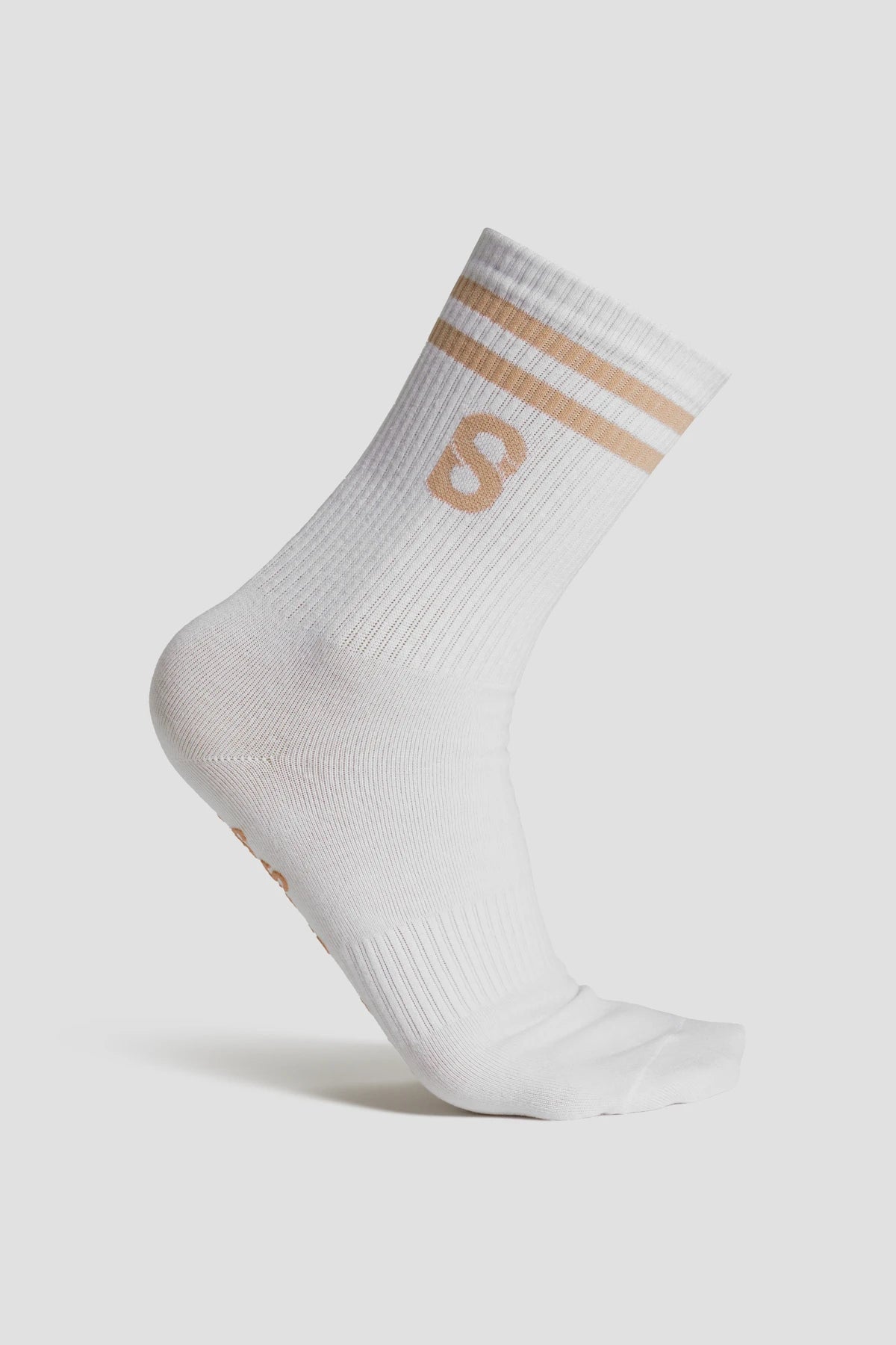 grip socks medium in beige by buttonscarves 