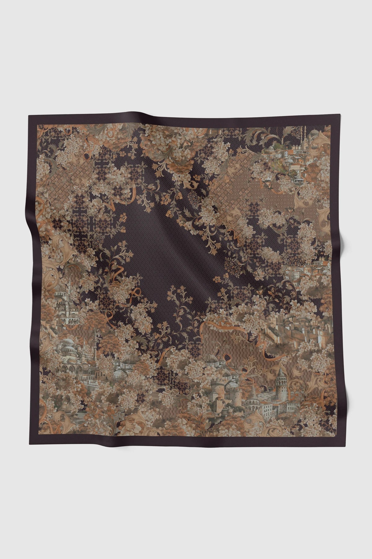 istanbul printed square scarf in kahve by buttonscarves 