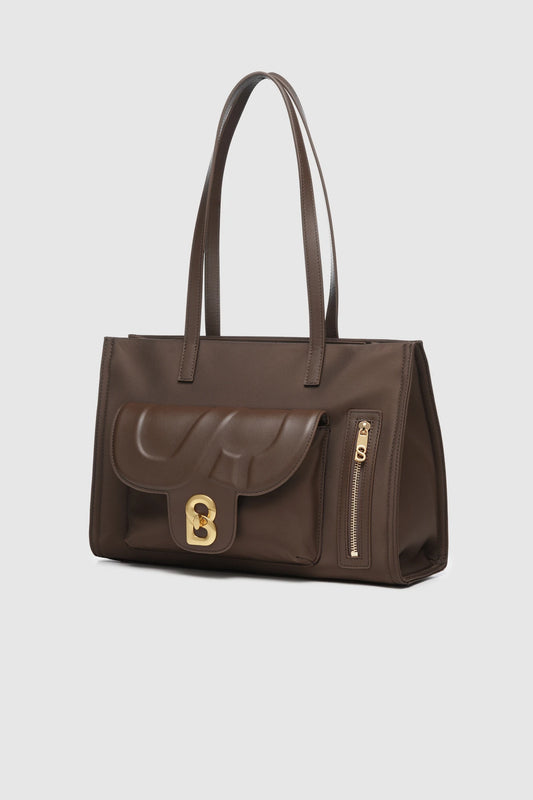 nara tote bag in brown by buttonscarves