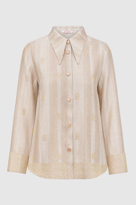 Songket Basic Shirt - Cream