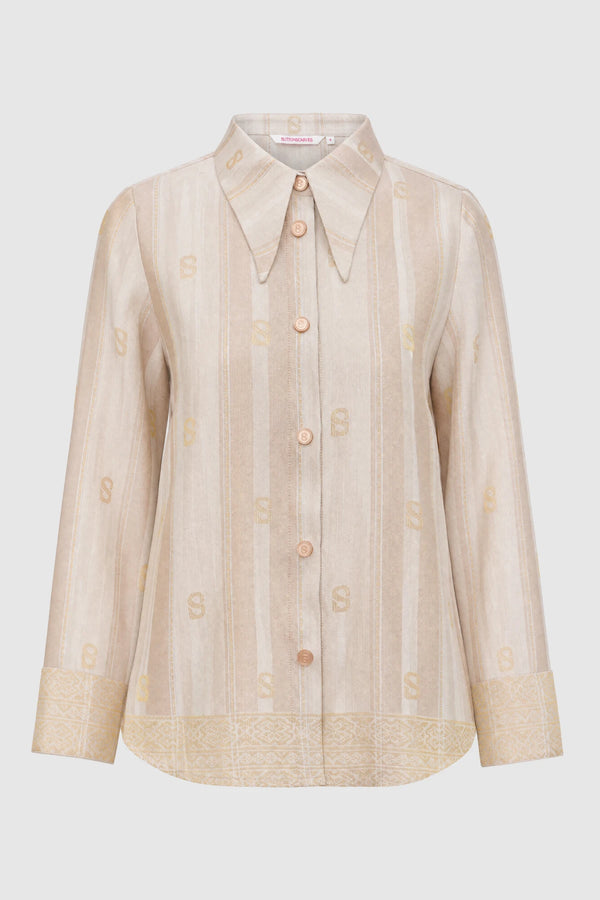 Songket Basic Shirt - Cream