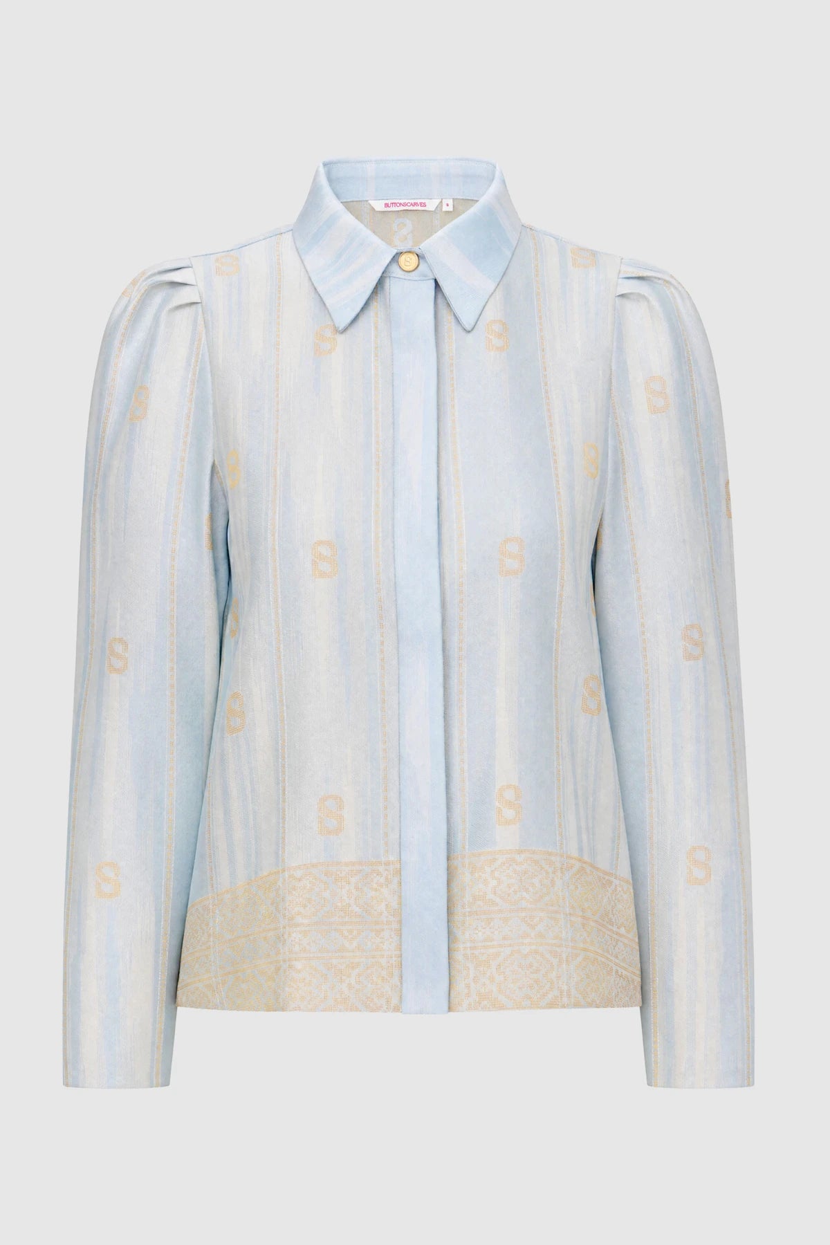 Songket Crop Shirt - Blue