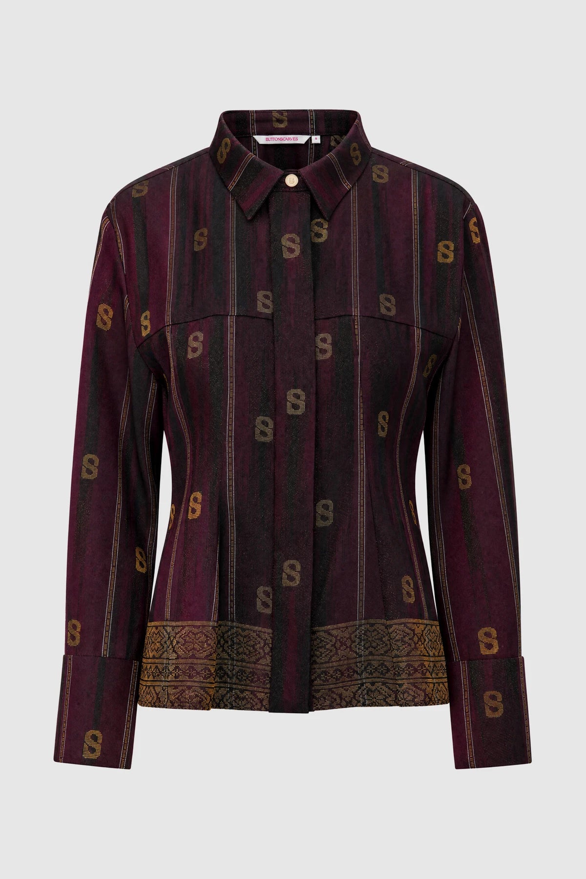 Songket Peplum Shirt - Maroon